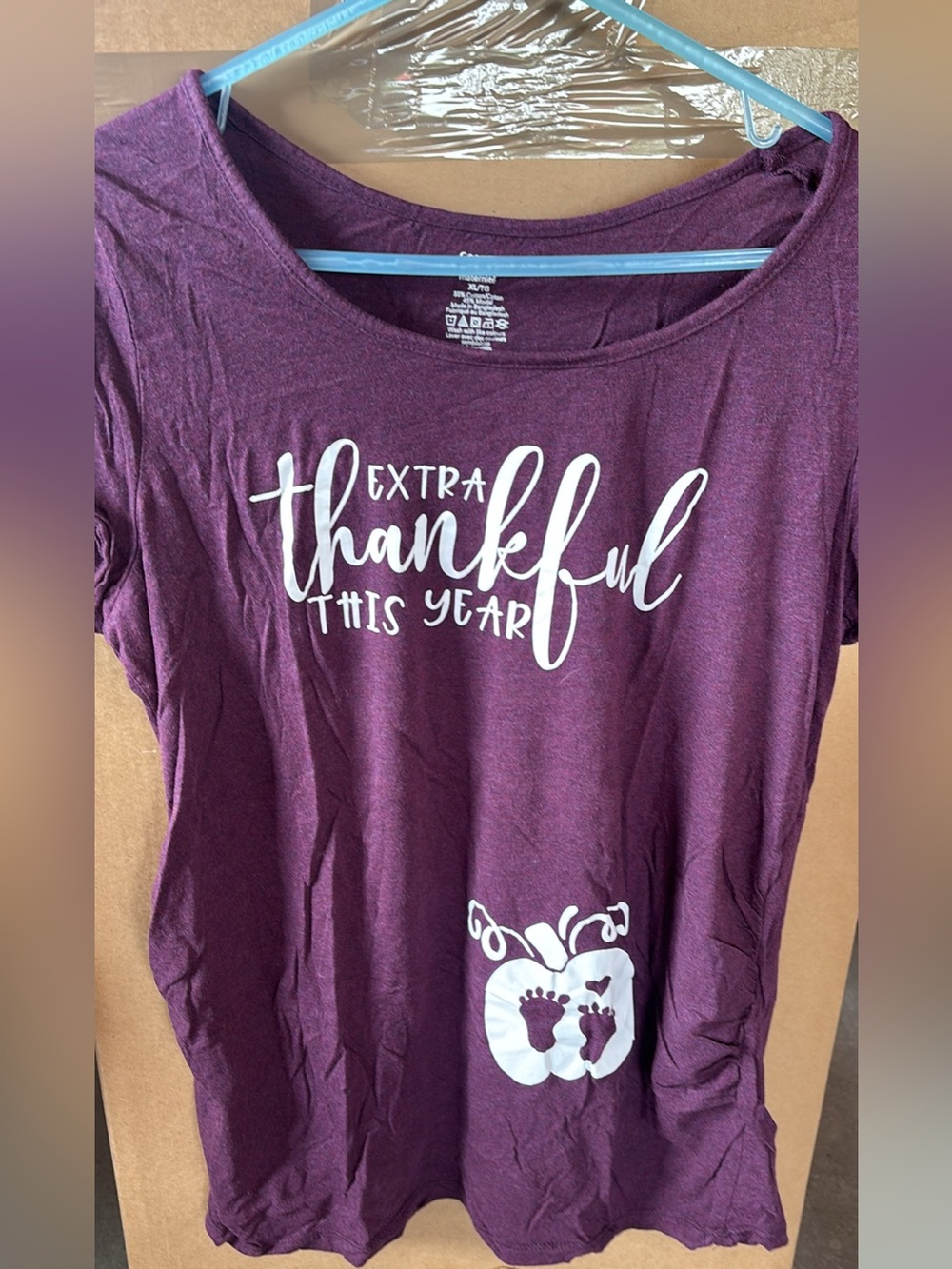 Maternity Purple 'Extra Thankful This Year' Graphic Top